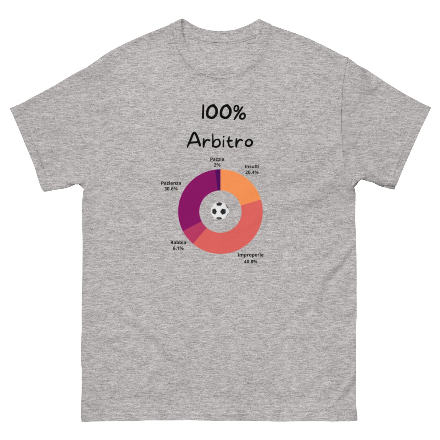 Maglietta di Calcio Divertente '100% Arbitro' - T-Shirt Ironica per Tifosi