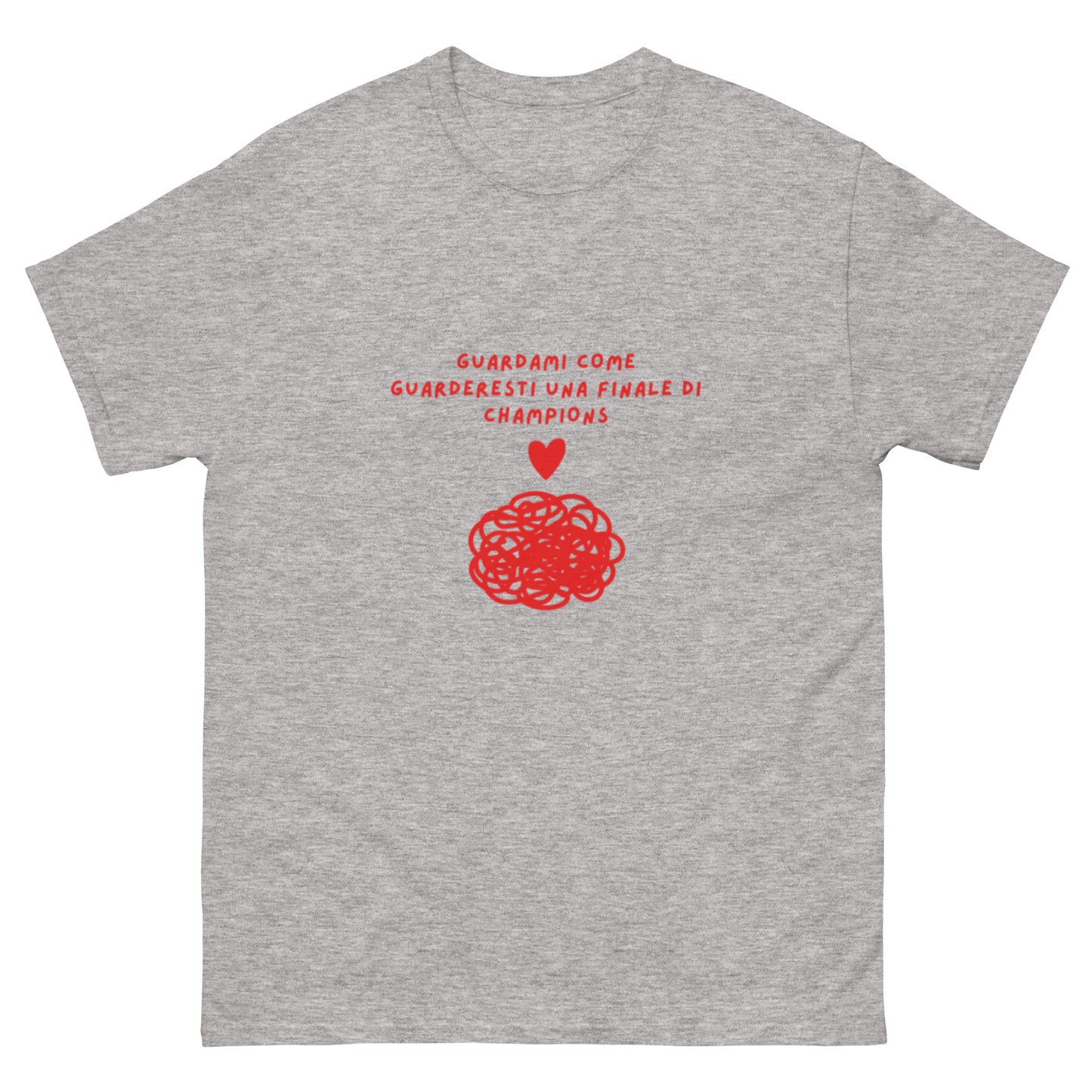 Maglietta di Calcio Divertente 'Guardami come Guarderesti una Finale di Champions' - T-Shirt Ironica per Tifosi