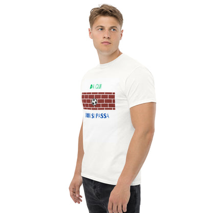 Maglietta di Calcio Divertente 'Da Qui Non Si Passa' - T-Shirt Ironica per Tifosi